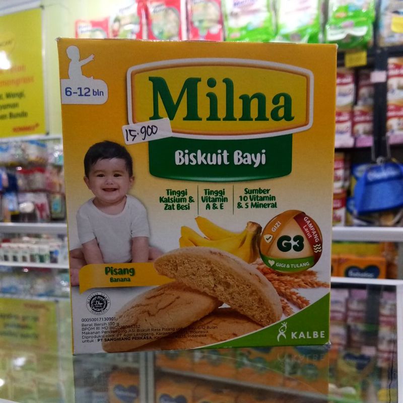 MILNA BISKUIT BAYI 6+ ORIGINAL, JERUK, PISANG, BERAS MERAH, KACANG HIJAU 130GR