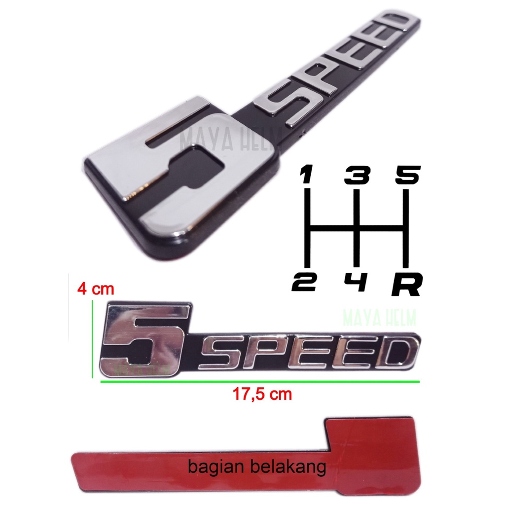Emblem Logo Mobil 5Speed 5 speed Chrom Black Bahan Plastik