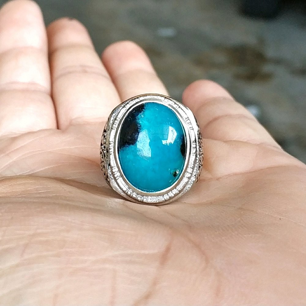 CINCIN BATU AKIK NATURAL KANTORAN BACAN DOKO TOTOL KRISTAL BIRU TEMBUS KINCLONG HABIS