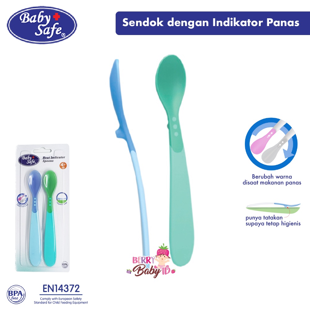 Baby Safe Heat Indicator Spoon Round Square Sendok Indikator Panas 4m+ Berry Mart