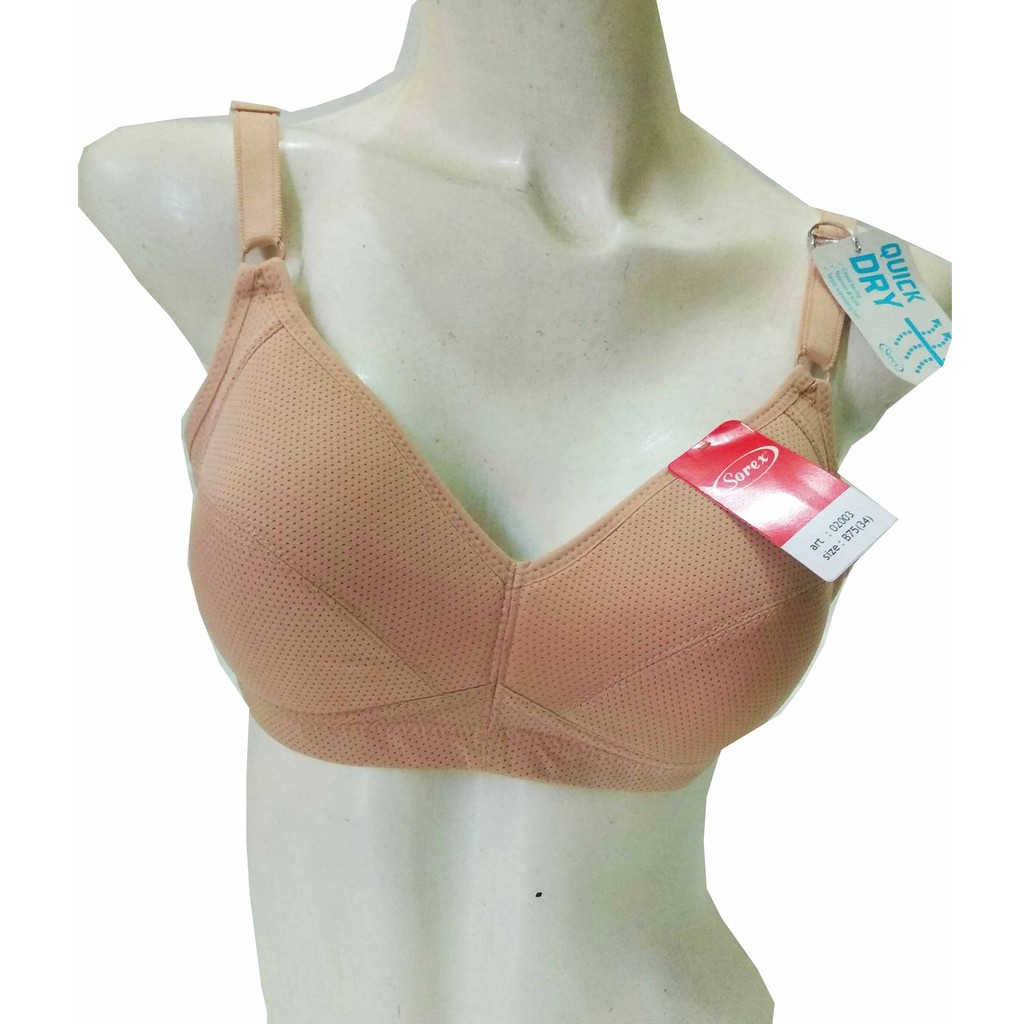 QUICK DRY SOREX 02003 Bra Busa Tipis Tanpa Kawat Polos Full cup 34 36 38 40  Kait 2 BH Wanita  TBTK