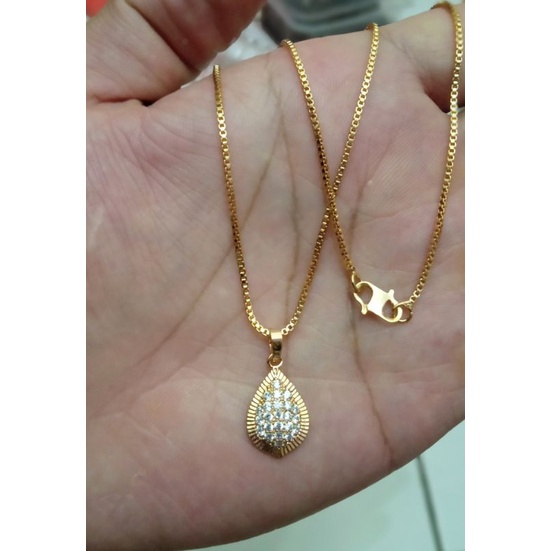 XTCL.Kalung+liontin xuping wanita berlapis emas dengan mata zircon uk45cm.