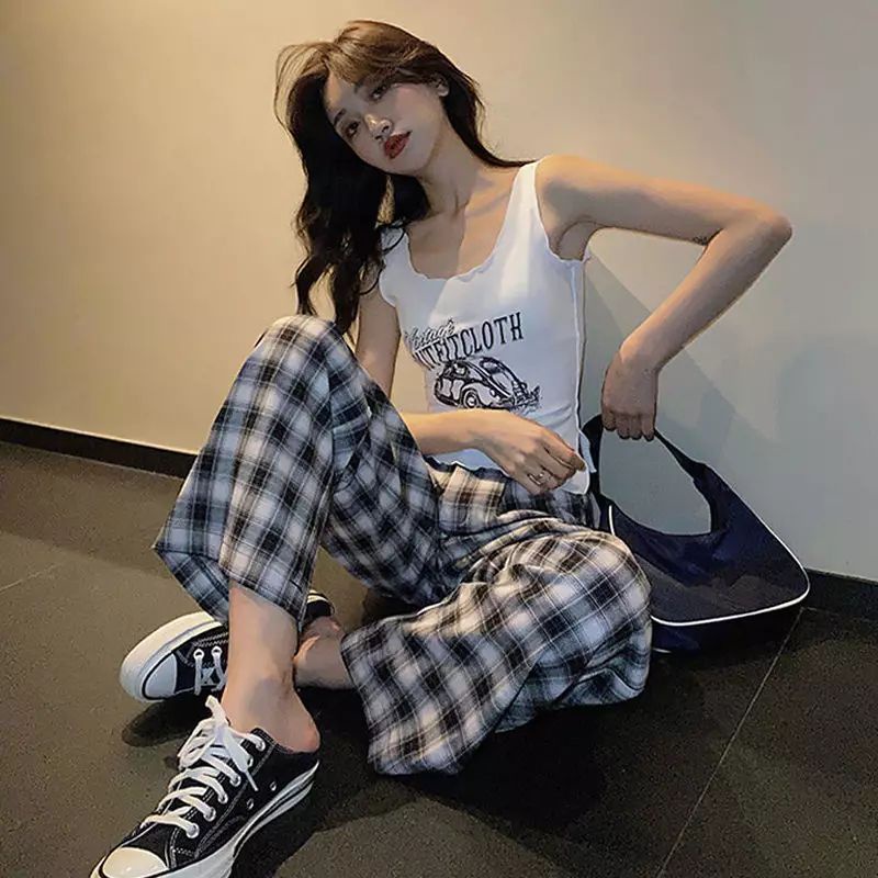 Mythical - Celana Katun Wanita Motif Kotak Kotak / Celana joger kerlta Kotak Murah ( COD)