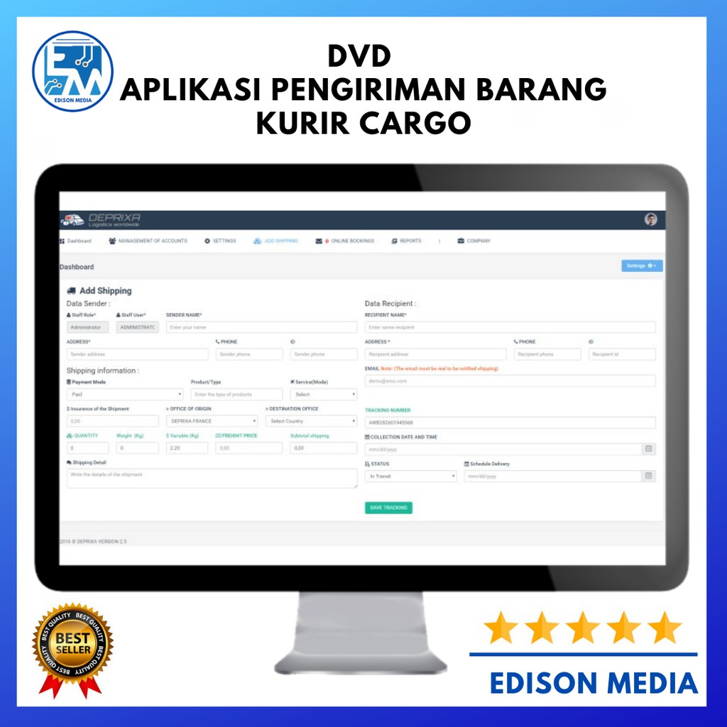 DVD Aplikasi Pengiriman Barang Kurir Cargo