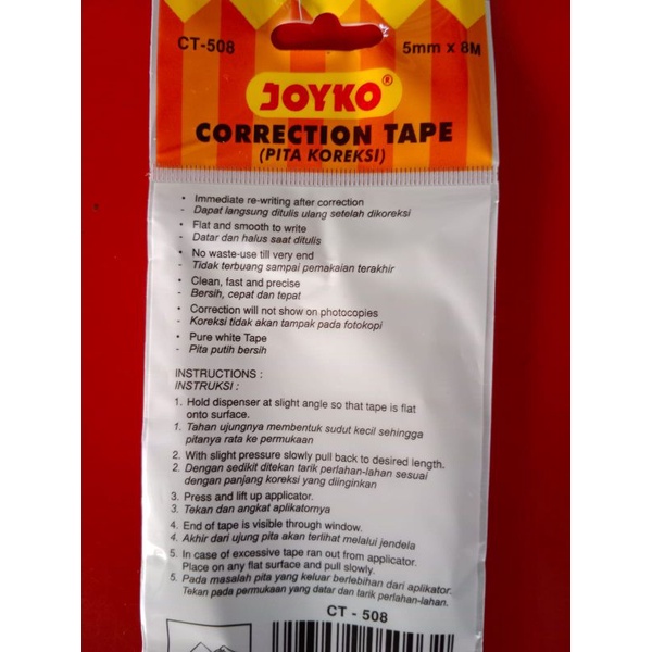 CORRECTION TAPE JOYKO CT-508 TIP X KERTAS