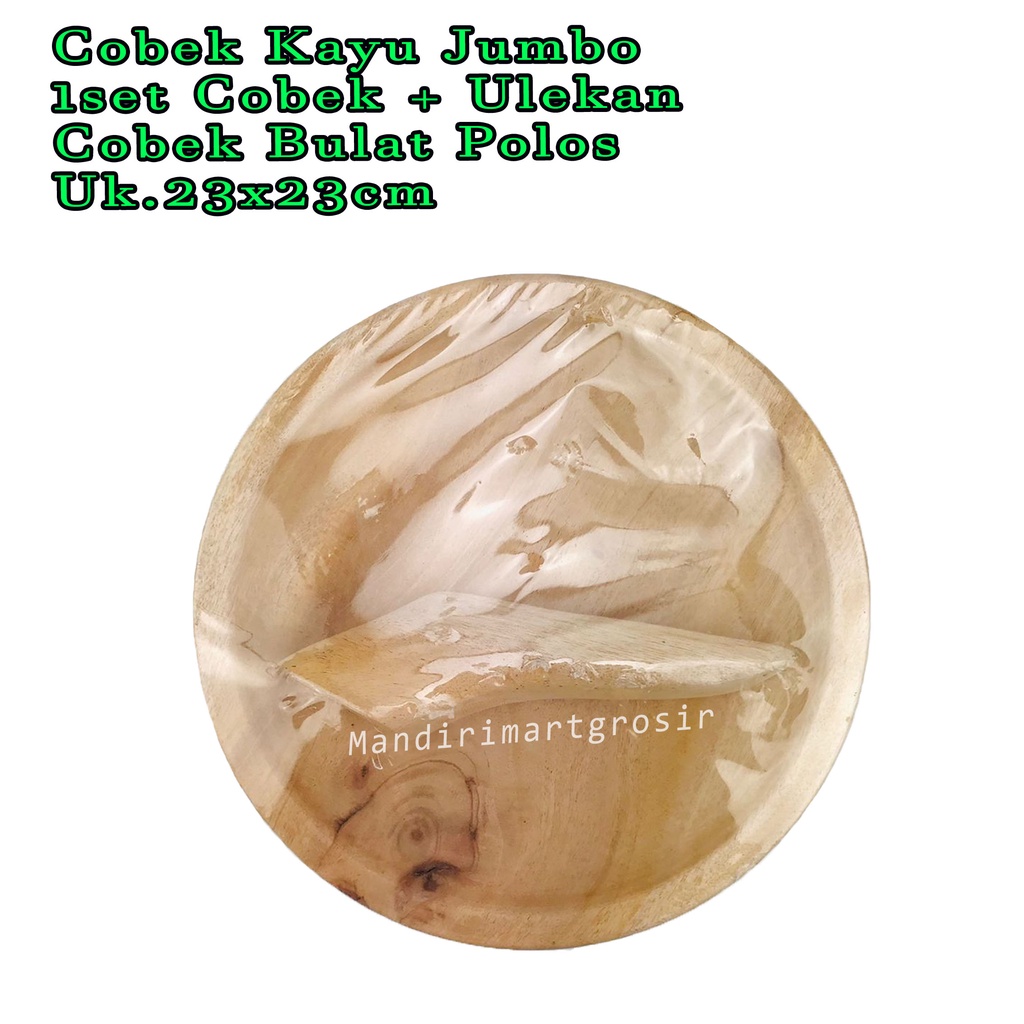 1set Cobek + Ulekan *Cobek Kayu Jumbo * Cobek Bulat Polos * Uk.23x23cm