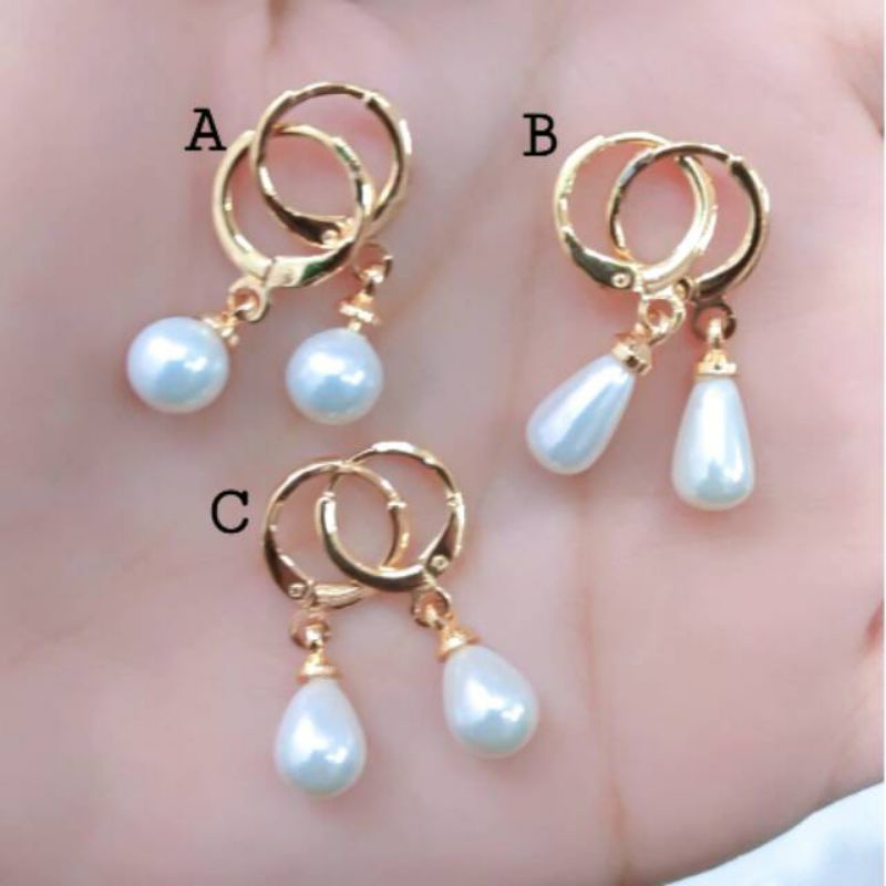 Anting Jepit Mutiara Air Lapis Emas