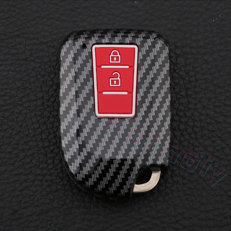 Carbon fiber Silicone Car Key Case For Toyota Prado Vios Yaris Previa 2/3 Buttons XP150 Car Key Cover Smart Remote Fob Shell Protector Bag