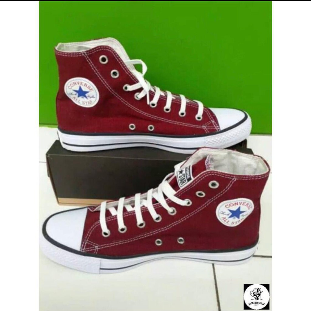 (BISA COD ) SEPATU PRIA CASUAL CONVERSE ALLSTAR BOOTS HIGH GRADE ORIGINAL IMPORT-MAROON
