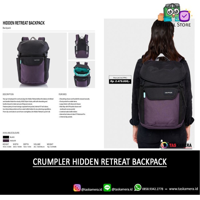 ♥️BISA COD♥️ Crumpler Hidden Retreat Backpack Bag - Tas Ransel Crumpler