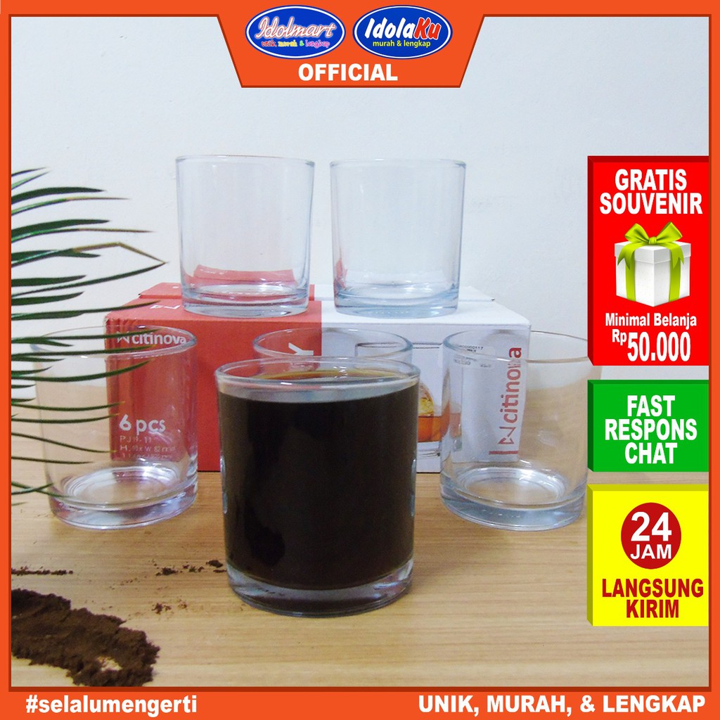 IDOLMART Citinova Gelas Barley Isi 6 Pcs / Gelas Set Isi 6 / Gelas Kado/ Gelas Kaca