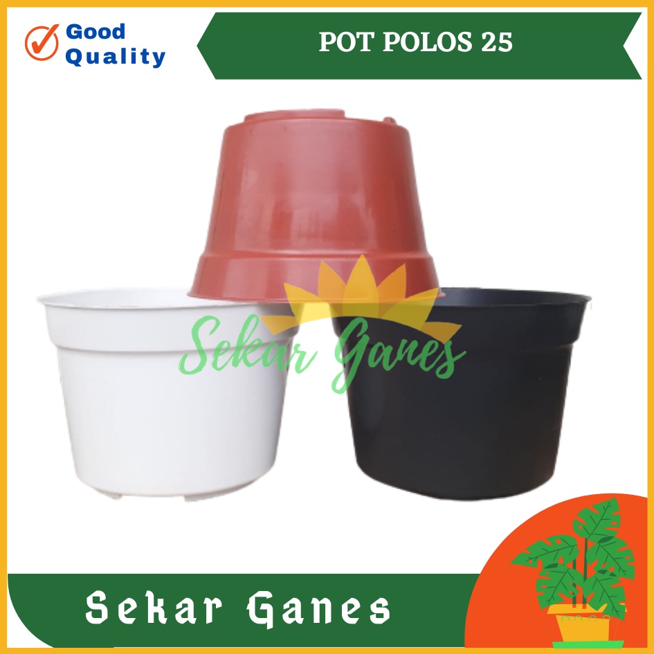 TEBAL POT Bunga 25CM HITAM Motif POLOS - Pot Plastik 25 Cm Bibit HITAM Ori OK