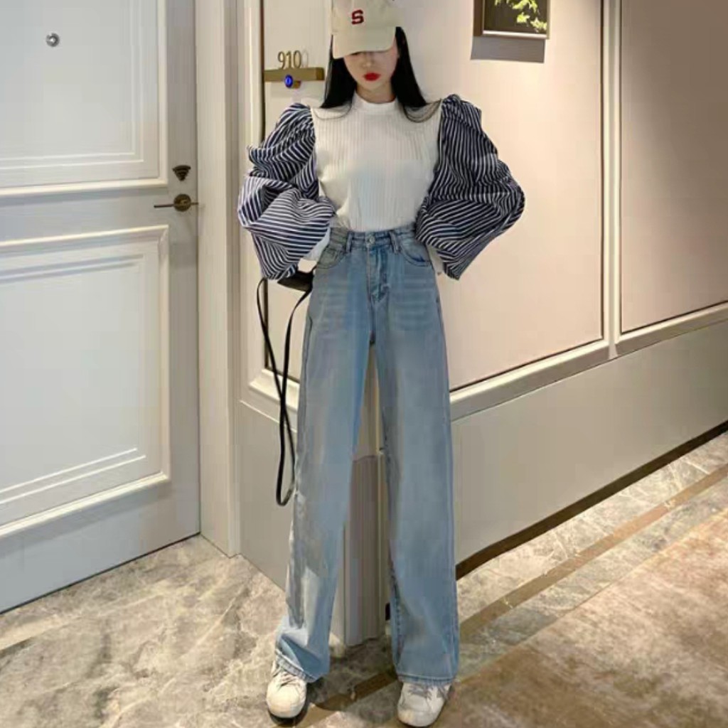 3381 STRIPED PUFF TOPS PREMIUM IMPORTIR TERMURAH FASHION Baju Wanita Impor GROSIR MURAH IMPORT