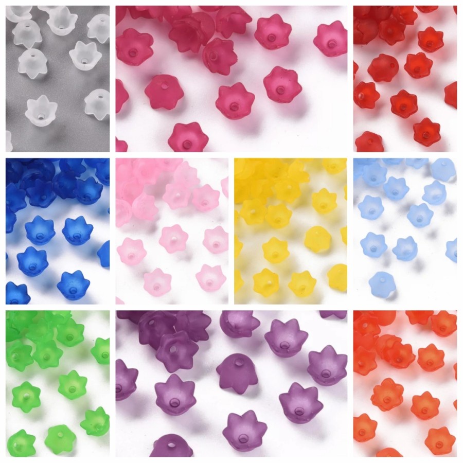 ISI 40PC MANIK MOTE AKRILIK FROST BUNGA TOPI MANIK BAHAN KERAJINAN TANGAN DIY CANTIK BERKUALITAS MURAH MERIAH
