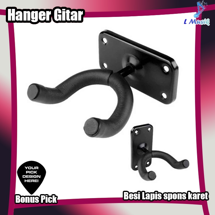 HANGER GITAR BASS Gantungan Dinding Besi Gitar / Hanger Gitar / Bracket Holder Hitam