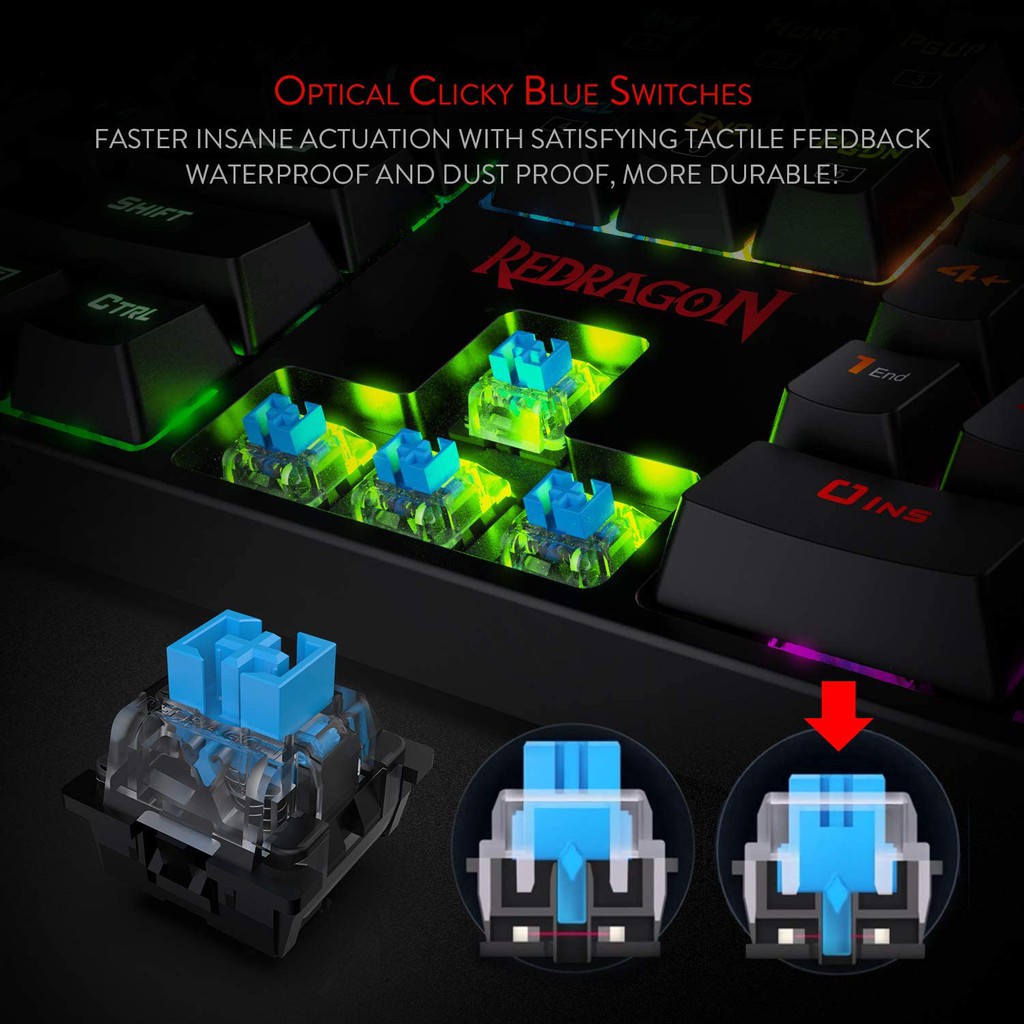 Keyboard Gaming Mechanical Redragon Optical RGB SURARA K582RGB-PRO - K582-PRO