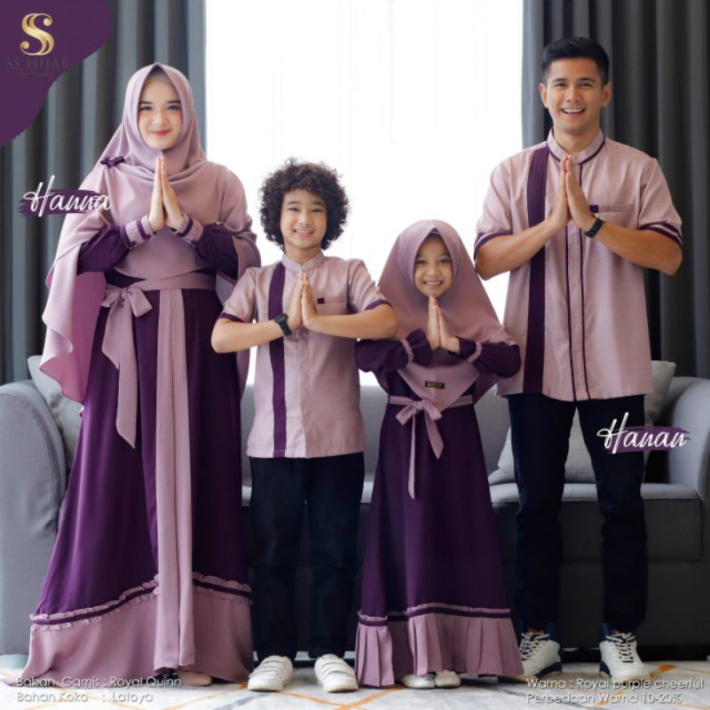 Gamis Famili Muslim Couple Lebaran. Sarimbit Hanna Hanan - SS Hijab (Ready Stock)