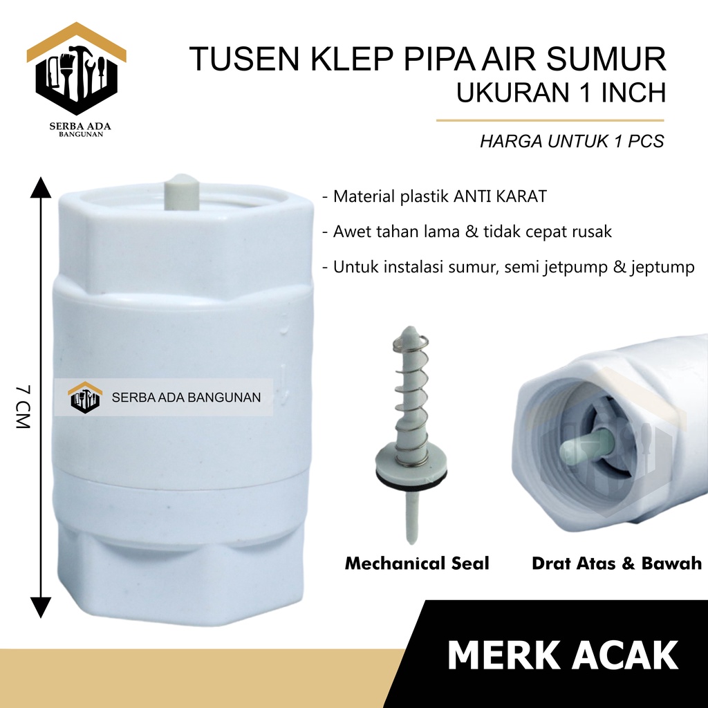 TUSENKLEP TUSEN KLEP  1 1/2 DAN 3/4 PVC PLASTIK PENAHAN ALIRAN AIR AGAR TIDAK TURUN KE BAWAH PIPA BAGUS