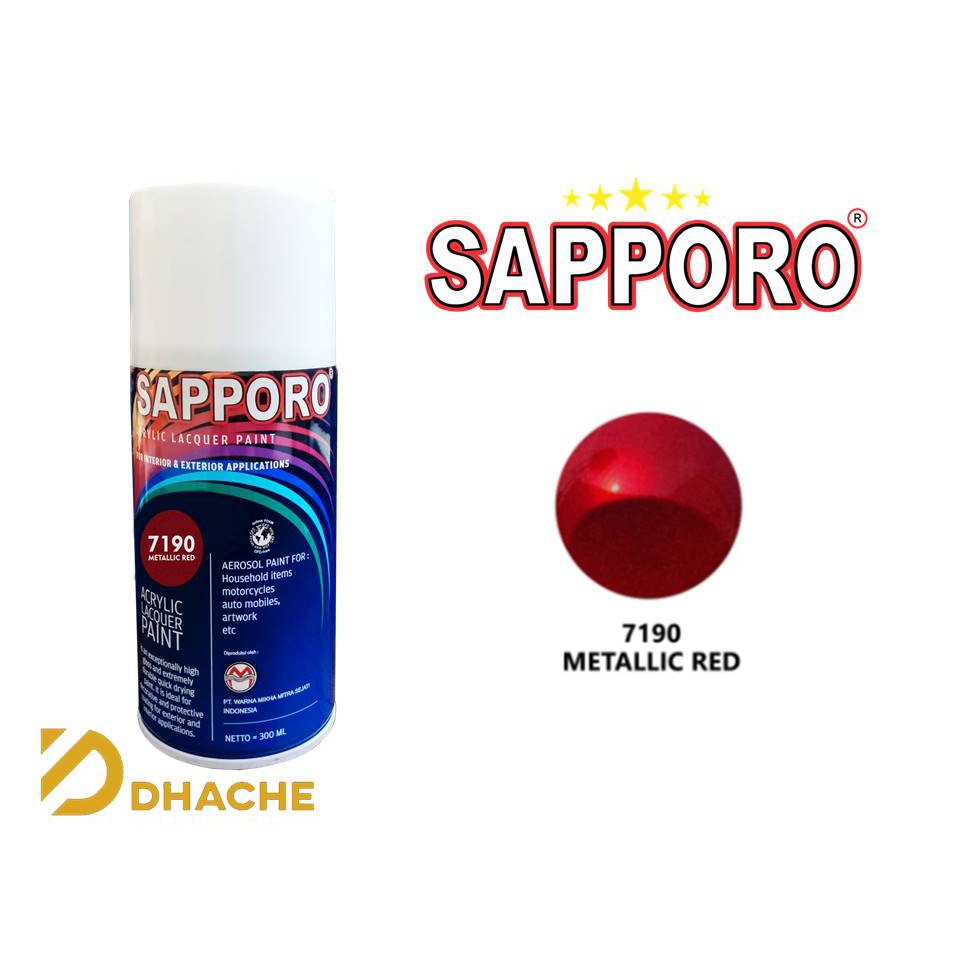 Cat Semprot Sapporo Paint Metalic Red 7190 / Merah Metalik/ cat semprot/ pylox/ pilok