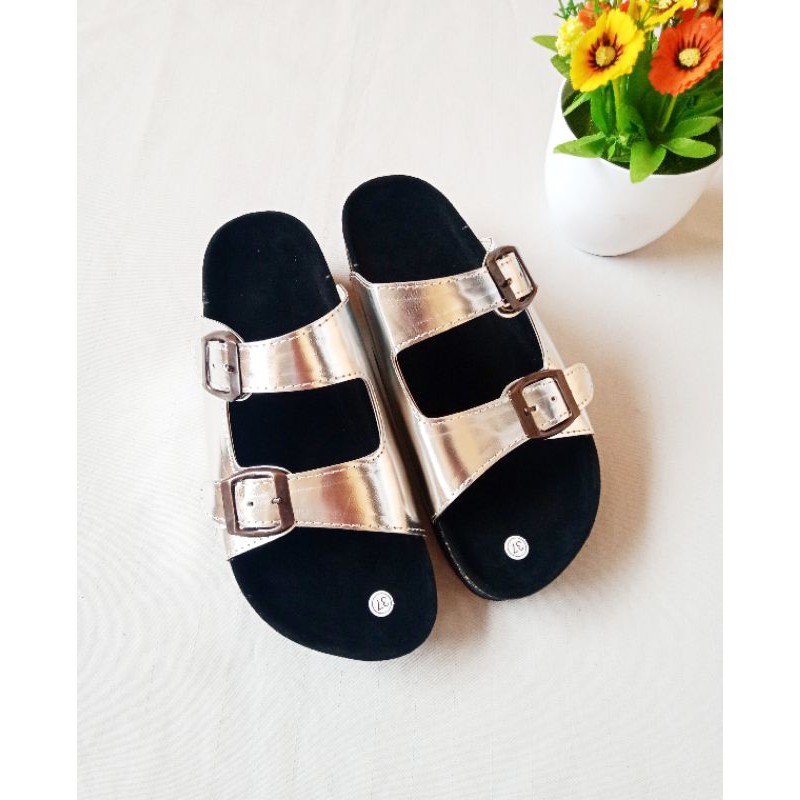 SB - VANESSA Sandal Birken Wanita Silver Sol 3cm