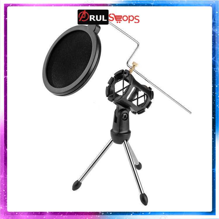 Zeepin Mini Tripod Stand Mikrofon Universal dengan Pop Filter - PS-05