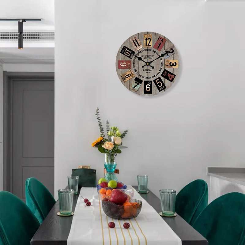 Jam Dinding Bulat Quartz Eropa Rustic Vintage Modern Classic