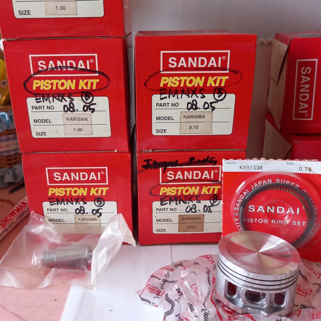 Piston Kit Honda Karisma Os STD, Os 0.75 & Os 1.00 Merk Sandai
