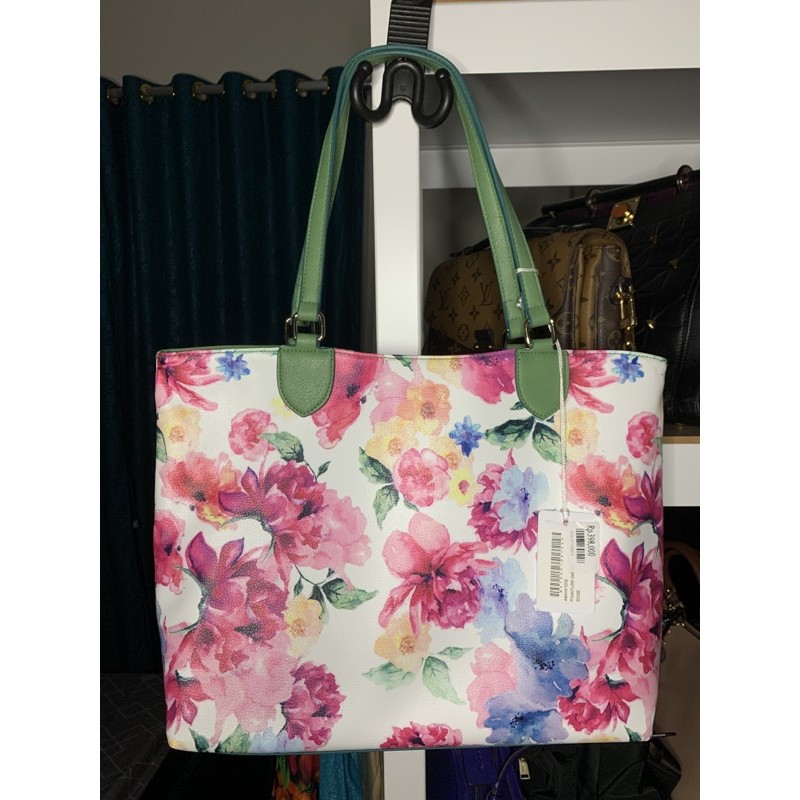 LES CATINO AMAYA TOTE BAG FLOWER PINK/TURF GREEN