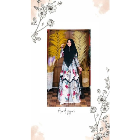Aurel Syar'i Premium BY OHC / Gamis Rayon Zahra Mix Tulle Original / Khimar Ceruty Babydoll Kekinian