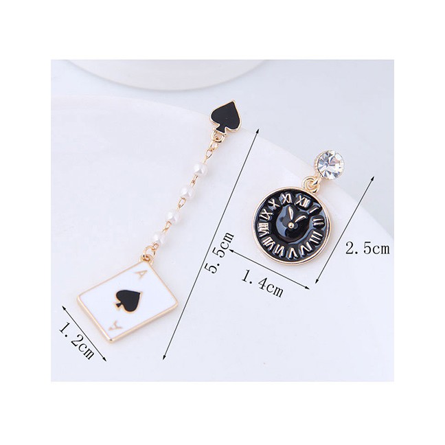 LRC Anting Tusuk Fashion Clock Shape Decorated Earrings A52202