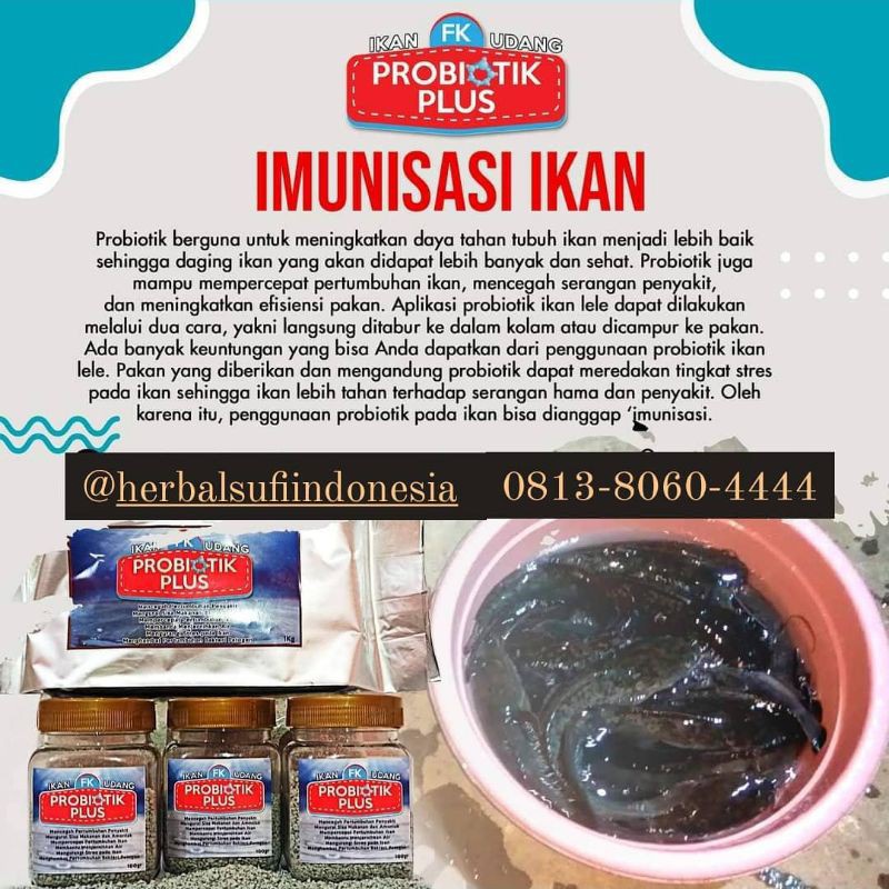 PROBIOTIK PLUS FK 100gram dapat Mencegah Pertumbuhan Penyakit, Mengurai Sisa Makanan &amp; Amoniak, Mempercepat Pertumbuhan Ikan, Membantu Menjernihkan Air, Mengurangi Stres Pada Ikan, Menghambat Pertumbuhan Bakteri Patogen, dll