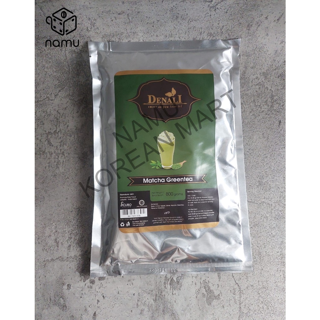 

Denali Powder Frappe Signature Denali / Matcha Greentea Flavor / Minuman Bubuk Instan 800gr