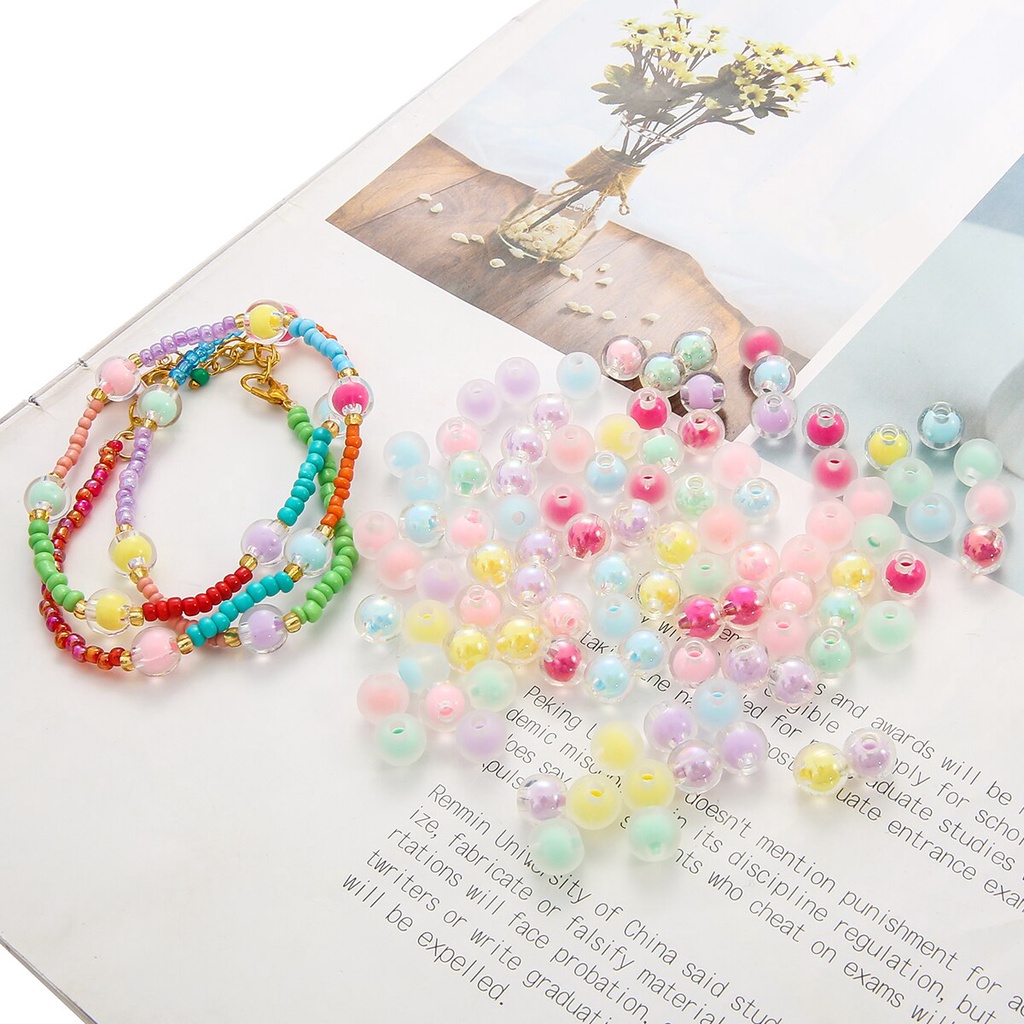 110 pcs Fashion Frosted Matte Permen Warna Plastik Akrilik Putaran Beads Untuk Gelang Kalung Anting-Anting Membuat DIY Perhiasan Temuan