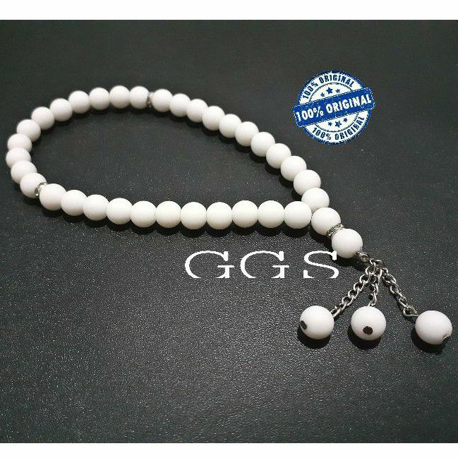 tasbih batu rose Quartz dan batu giok 33 butir 8mm