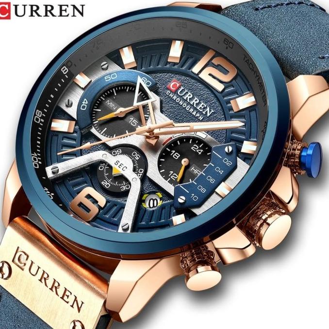 Jam Tangan Pria / Curren 8329 Date Chronograph aktif Original BIRU Termurah