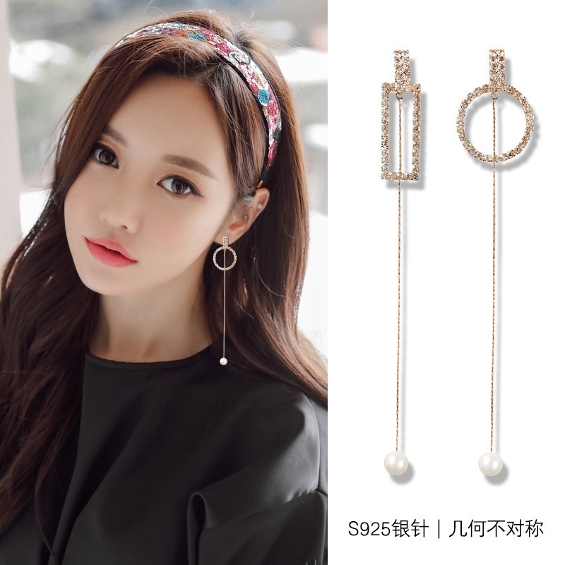 Geometris anting-anting wanita panjang anggun online influencer sederhana dan personalized anting-an