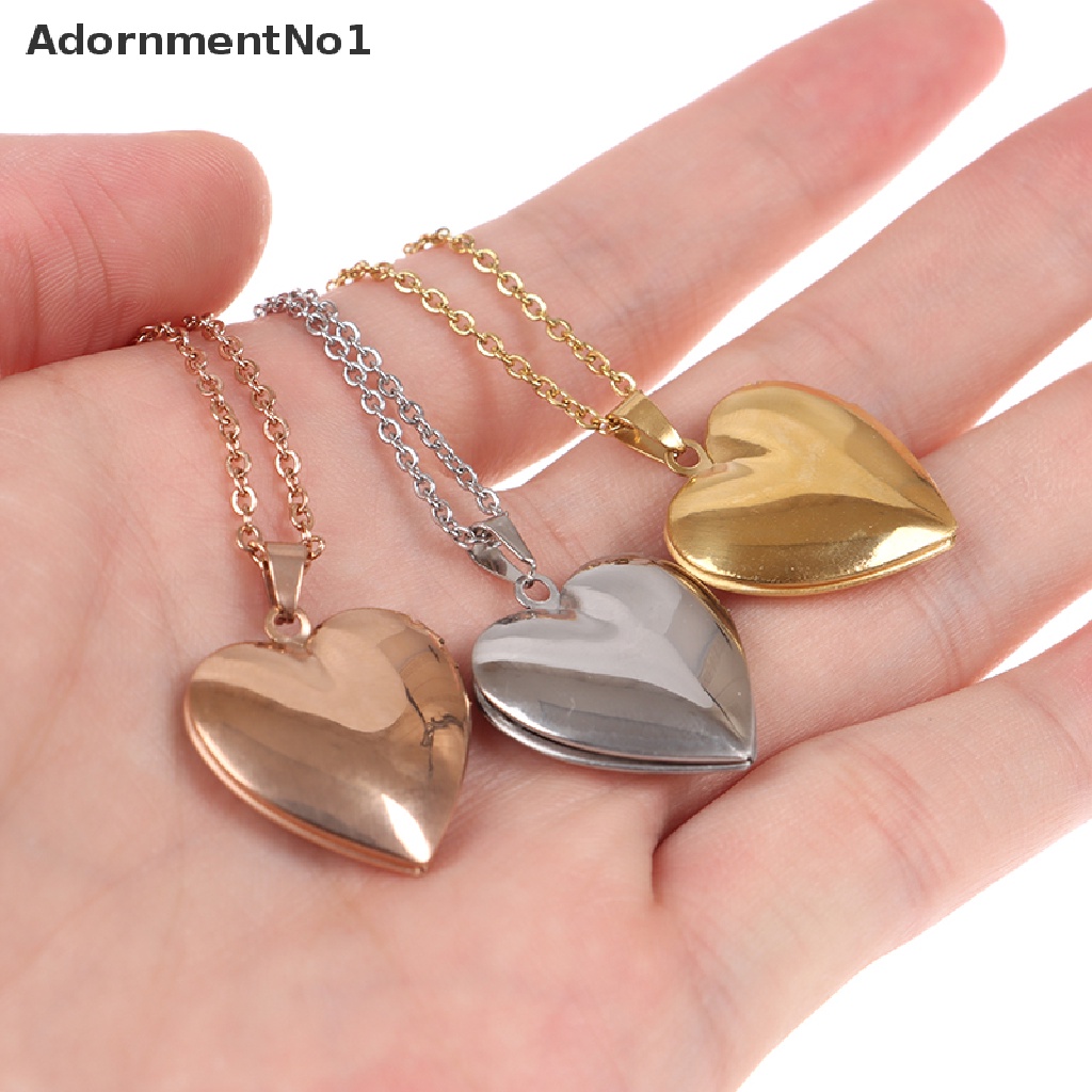 (AdornmentNo1) Kalung Rantai Dengan Liontin Locket Bentuk Hati Untuk Pria / Wanita