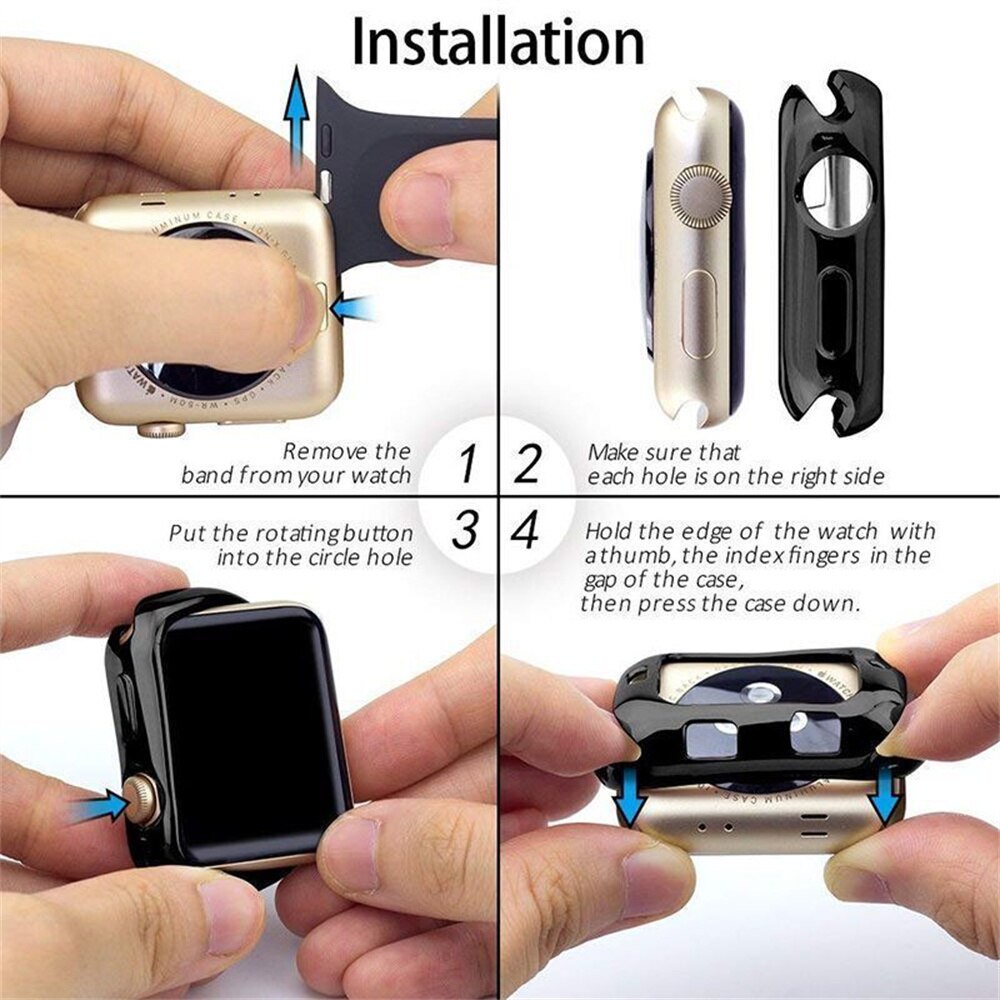 Case Apple Watch Series SE 2022 TPU Full Cover iWatch 40mm 44mm Casing Silicone Waterproof Pelindung Smartwatch