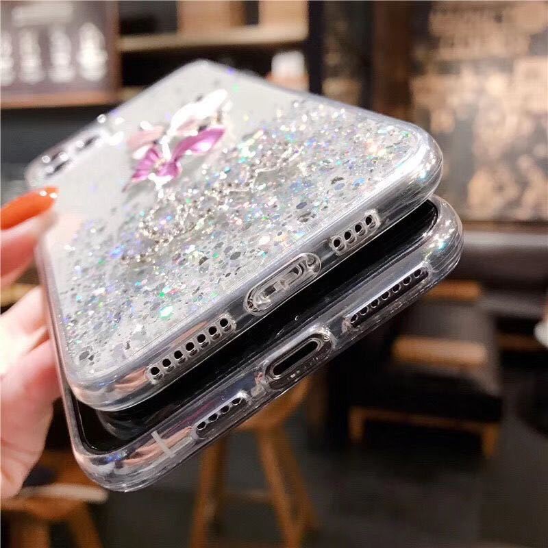 Soft Case Silikon Poco F2 Pro / Redmi K30 Pro Bening Transparant Airbag Anti Crack Design Kupu kupu Glitter - Hijau