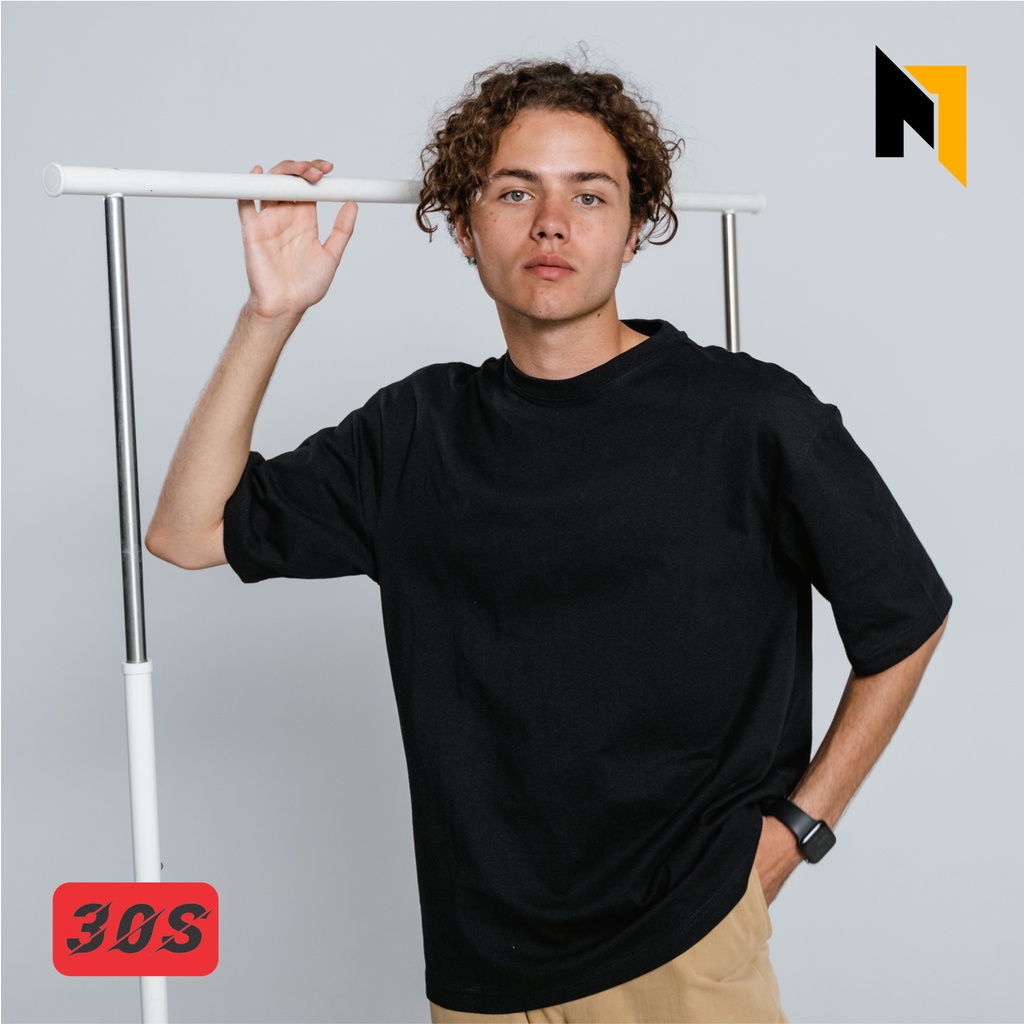 KAOS POLOS PRIA DAN WANITA (UNISEX) PREMIUM 100%  COTTON COMBED 24S | WARNA HITAM | OVERSIZE S -XXL