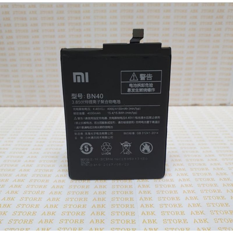 BATTERY BATRE BATRAI BATERAI XIAOMI REDMI 4 PRO / REDMI 4 PRIME BN40 ORIGINAL