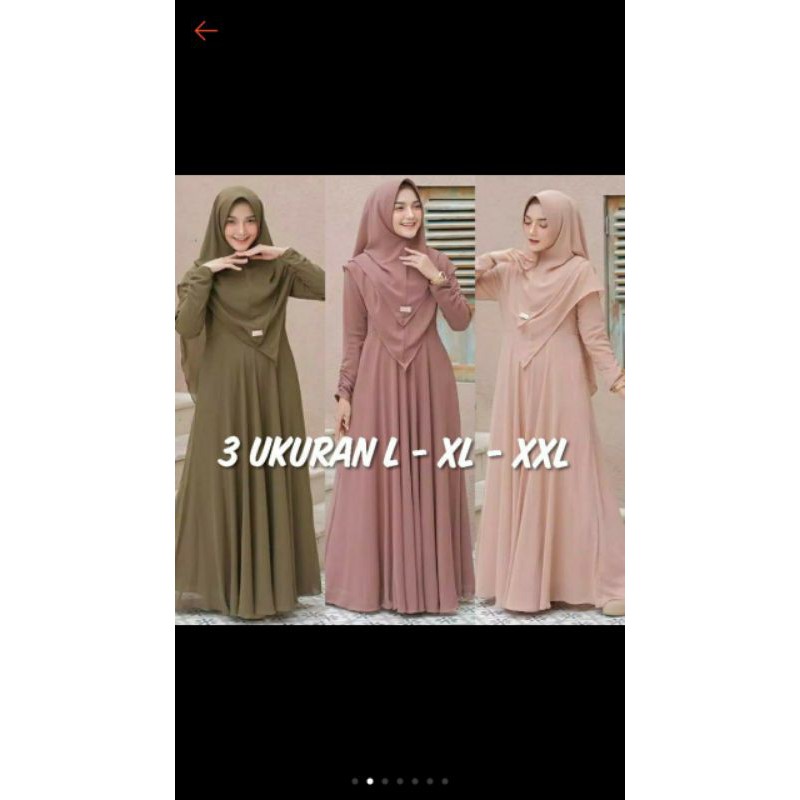 GAMIS SET SYARI / JILBAB 2 LAYER GAMIS SYARI JUMBO UKURAN L - XL - XXL GAMIS MURAH (  MAYRA SYAR'I )