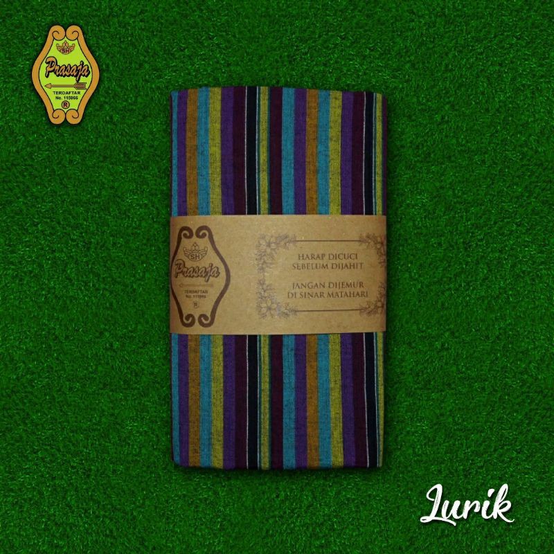 Kain Tenun Lurik Klaten Prasojo motif Garis ungu hijau biru