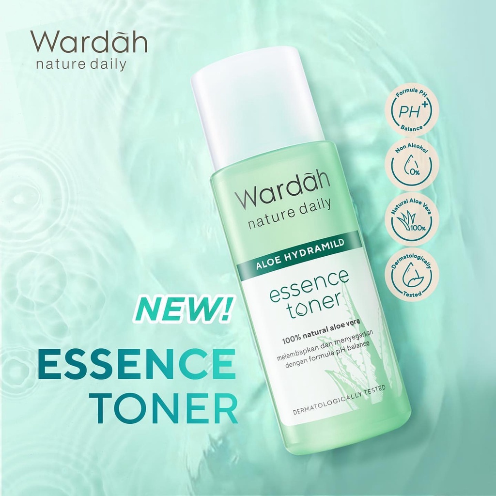 WARDAH Nature Daily Aloe Hydramild Essence Toner Indonesia / Facial Wash Serum Moisturizer Cream Multifunction Gel Sheet Mask Hand Wash / Cleanser Sunscreen Shampoo Conditioner / Vera Seaweed Witch Hazel Mineral+ Anti Dandruff Shine / Paket Set Face Wajah