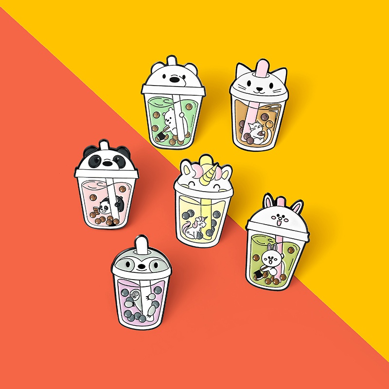 Pin Bros Enamel 6 Model Kartun Hewan Kelinci Unicorn Sloth Kucing Beruang Panda Untuk Hadiah Perhiasan