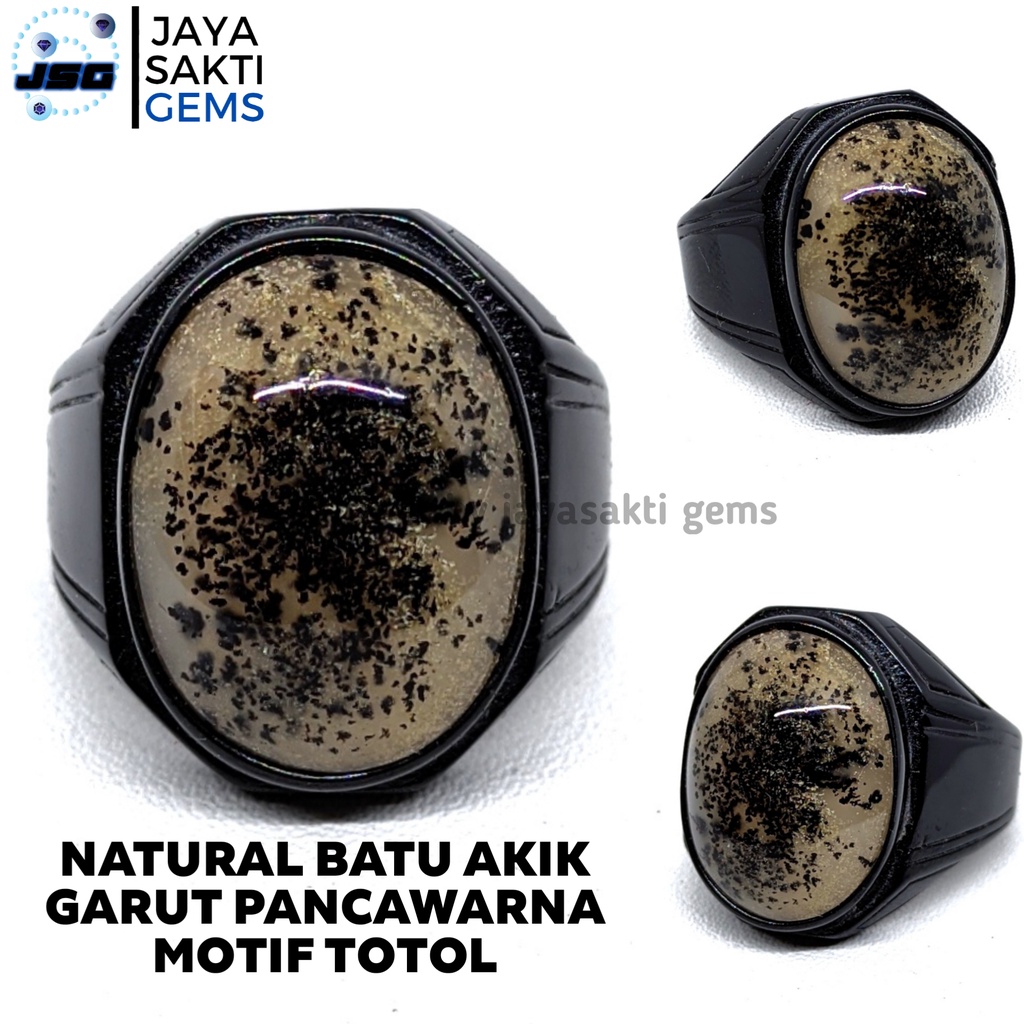 Natural Batu Akik Pancawarna Garut Ring Hitam PG01