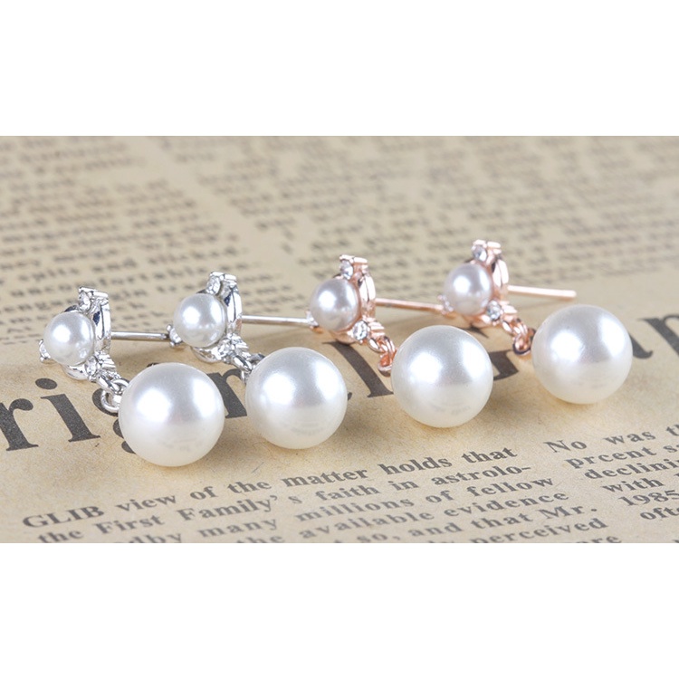 Anting Perak 925 Wanita Impor Perhiasan Fashion berlian ganda/Subang Telinga anting perempuan