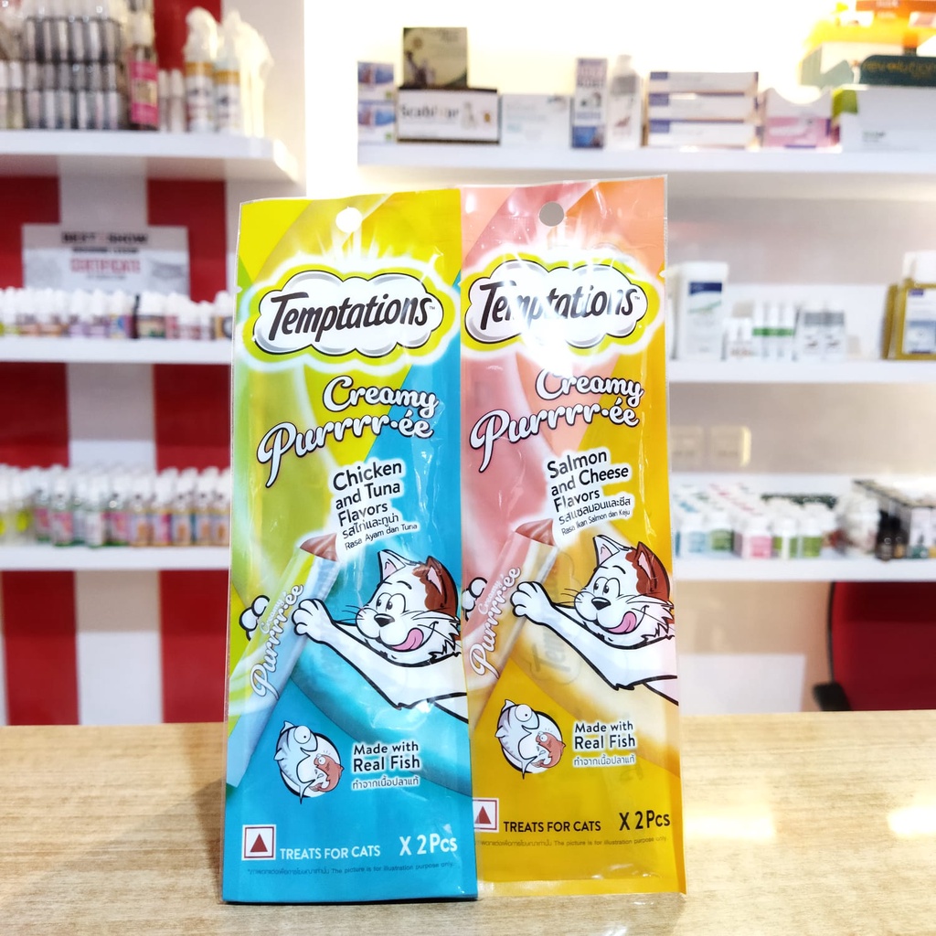 TEMPTATIONS CREAMY PURR'EE 24gram snack kucing basah ISI 2 PCS creamy