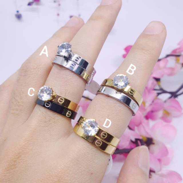 100% cincin titanium asli anti karat dpt 2pcs(sepasang)