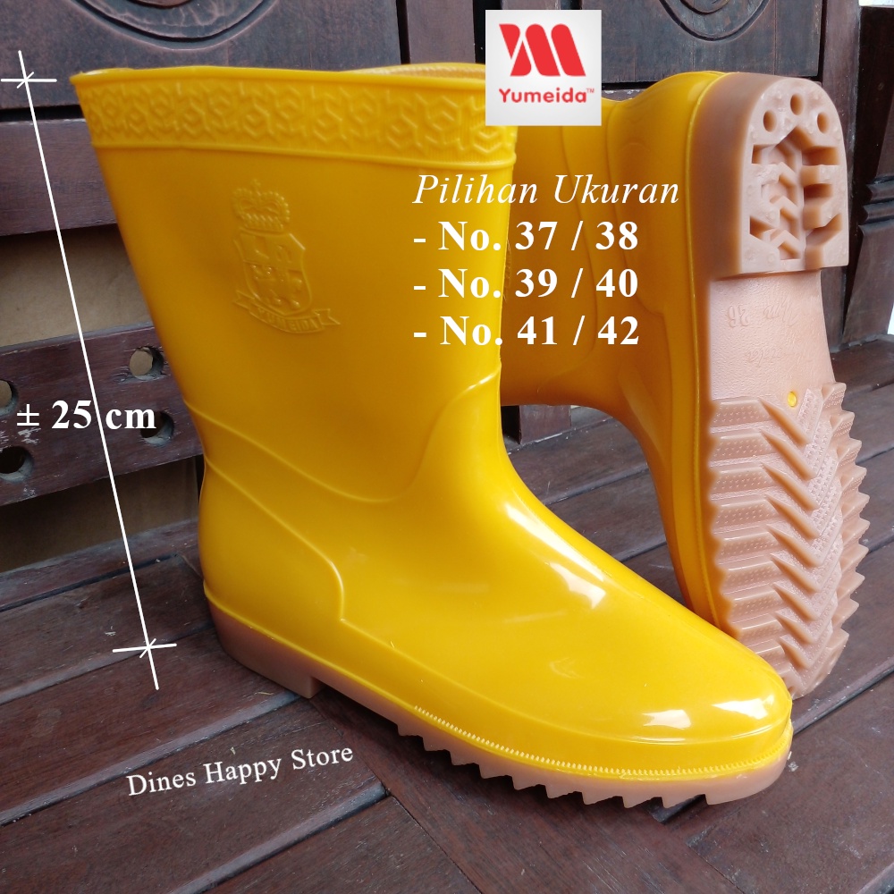 Yumeida Sepatu Boots Berkebun Sawah Bangunan Anti Air Boot Kerja Proyek Spatu Bot Karet Anti Slip Boat Sapatu But Petani Bots Kebun Warna Kuning Buts Hujan Outdoor Pendek Pria Wanita